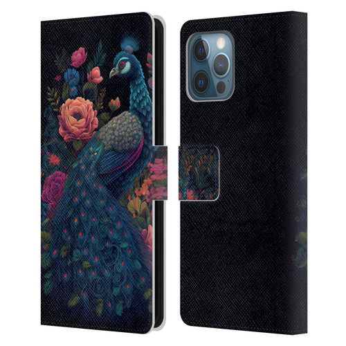 JK Stewart Graphics Peacock In Night Garden Leather Book Wallet Case Cover For Apple iPhone 12 Pro Max