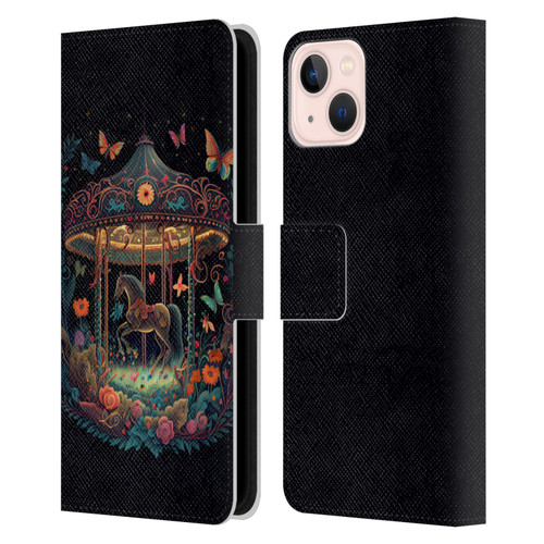 JK Stewart Graphics Carousel Dark Knight Garden Leather Book Wallet Case Cover For Apple iPhone 13