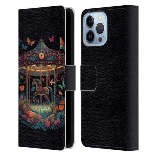 JK Stewart Graphics Carousel Dark Knight Garden Leather Book Wallet Case Cover For Apple iPhone 13 Pro Max
