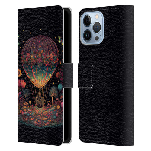 JK Stewart Graphics Hot Air Balloon Garden Leather Book Wallet Case Cover For Apple iPhone 13 Pro Max