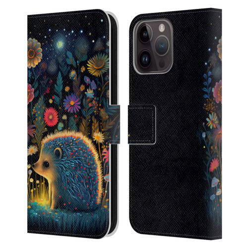 JK Stewart Graphics Little Hedgehog Leather Book Wallet Case Cover For Apple iPhone 15 Pro Max