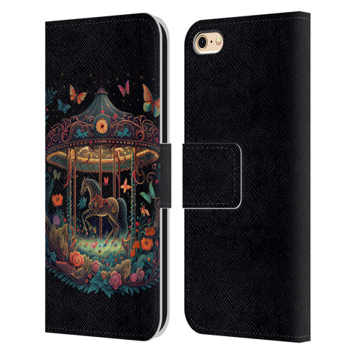 JK Stewart Graphics Carousel Dark Knight Garden Leather Book Wallet Case Cover For Apple iPhone 6 / iPhone 6s