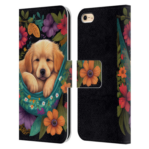 JK Stewart Graphics Golden Retriever In Hammock Leather Book Wallet Case Cover For Apple iPhone 6 / iPhone 6s