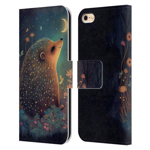 JK Stewart Graphics Hedgehog Looking Up At Stars Leather Book Wallet Case Cover For Apple iPhone 6 / iPhone 6s