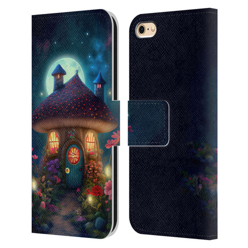 JK Stewart Graphics Mushroom House Leather Book Wallet Case Cover For Apple iPhone 6 / iPhone 6s