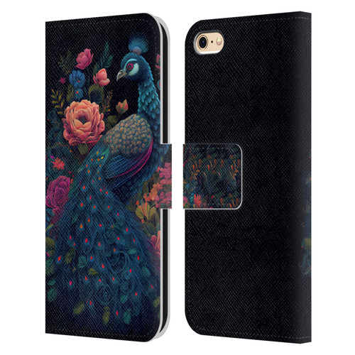 JK Stewart Graphics Peacock In Night Garden Leather Book Wallet Case Cover For Apple iPhone 6 / iPhone 6s