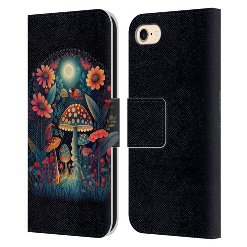 JK Stewart Graphics Ladybug On Mushroom Leather Book Wallet Case Cover For Apple iPhone 7 / 8 / SE 2020 & 2022