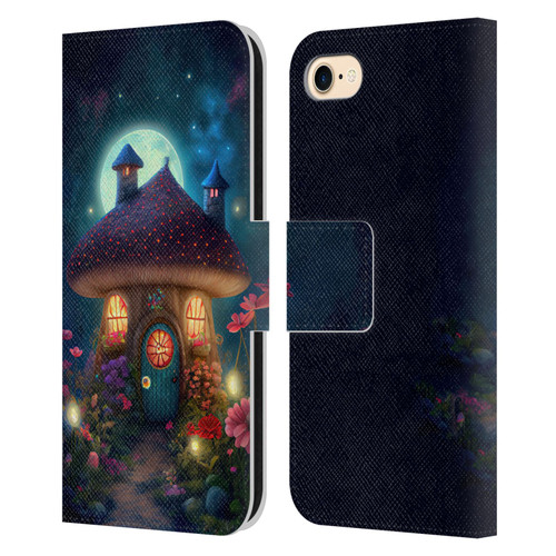 JK Stewart Graphics Mushroom House Leather Book Wallet Case Cover For Apple iPhone 7 / 8 / SE 2020 & 2022
