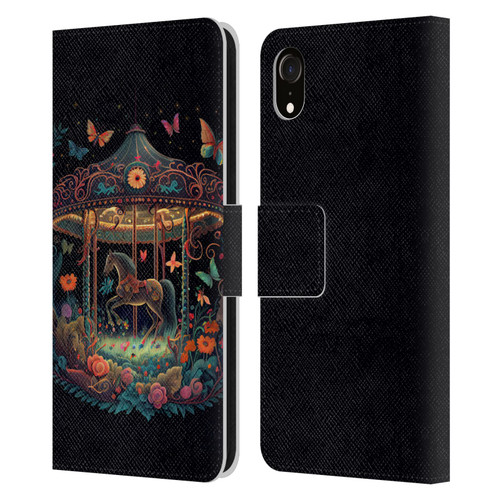 JK Stewart Graphics Carousel Dark Knight Garden Leather Book Wallet Case Cover For Apple iPhone XR
