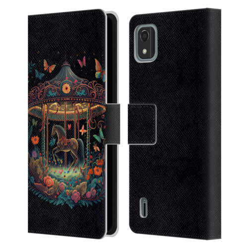 JK Stewart Graphics Carousel Dark Knight Garden Leather Book Wallet Case Cover For Nokia C2 2nd Edition