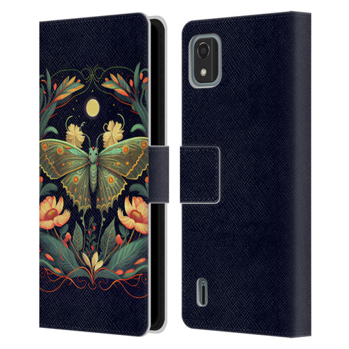 JK Stewart Graphics Lunar Moth Night Garden Leather Book Wallet Case Cover For Nokia C2 2nd Edition