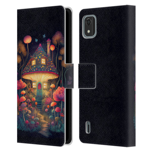 JK Stewart Graphics Mushroom Cottage Night Garden Leather Book Wallet Case Cover For Nokia C2 2nd Edition