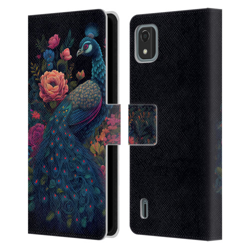 JK Stewart Graphics Peacock In Night Garden Leather Book Wallet Case Cover For Nokia C2 2nd Edition