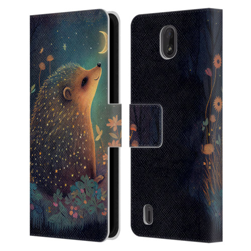 JK Stewart Graphics Hedgehog Looking Up At Stars Leather Book Wallet Case Cover For Nokia C01 Plus/C1 2nd Edition