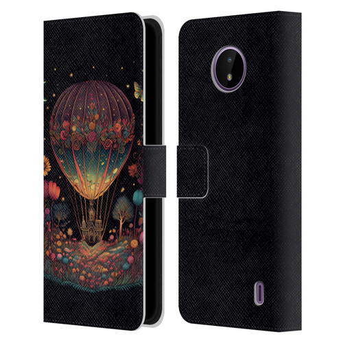 JK Stewart Graphics Hot Air Balloon Garden Leather Book Wallet Case Cover For Nokia C10 / C20