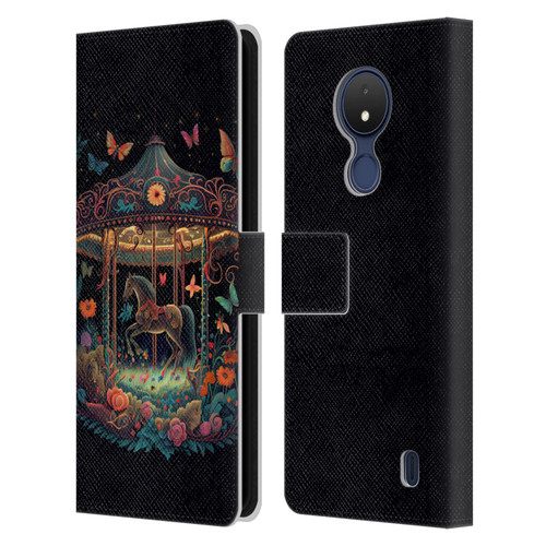 JK Stewart Graphics Carousel Dark Knight Garden Leather Book Wallet Case Cover For Nokia C21