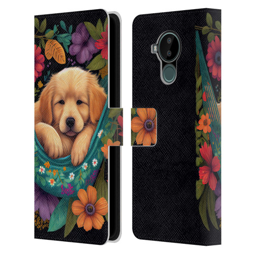 JK Stewart Graphics Golden Retriever In Hammock Leather Book Wallet Case Cover For Nokia C30