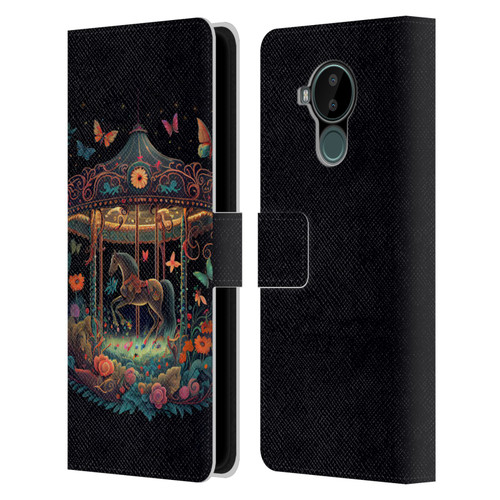 JK Stewart Graphics Carousel Dark Knight Garden Leather Book Wallet Case Cover For Nokia C30