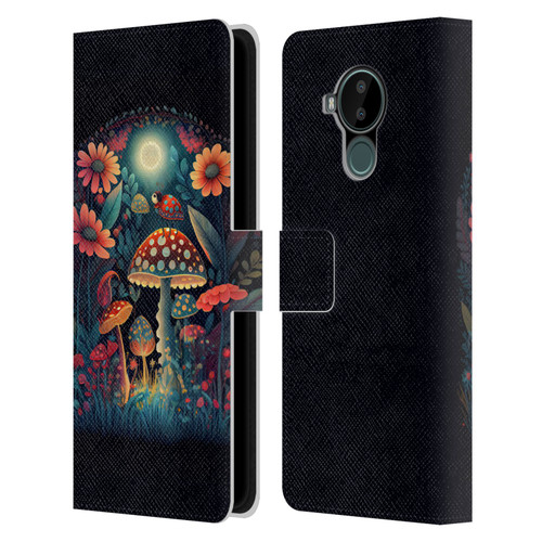 JK Stewart Graphics Ladybug On Mushroom Leather Book Wallet Case Cover For Nokia C30