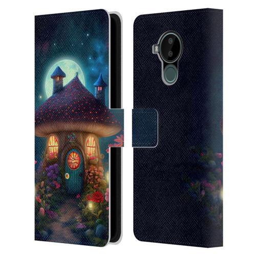 JK Stewart Graphics Mushroom House Leather Book Wallet Case Cover For Nokia C30