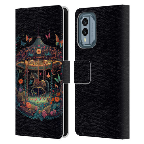 JK Stewart Graphics Carousel Dark Knight Garden Leather Book Wallet Case Cover For Nokia X30