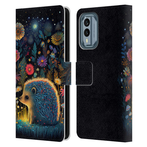 JK Stewart Graphics Little Hedgehog Leather Book Wallet Case Cover For Nokia X30