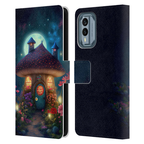 JK Stewart Graphics Mushroom House Leather Book Wallet Case Cover For Nokia X30