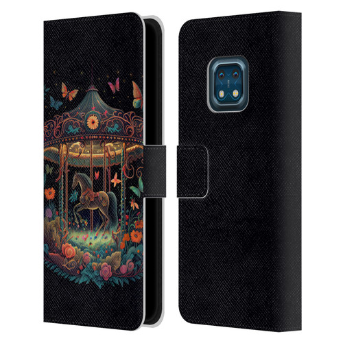 JK Stewart Graphics Carousel Dark Knight Garden Leather Book Wallet Case Cover For Nokia XR20