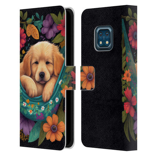 JK Stewart Graphics Golden Retriever In Hammock Leather Book Wallet Case Cover For Nokia XR20