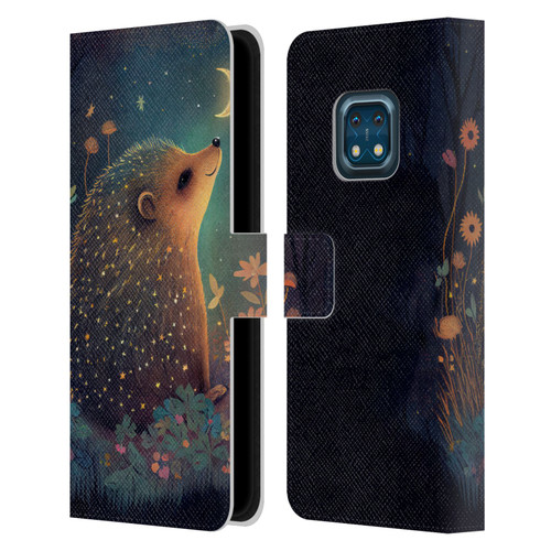 JK Stewart Graphics Hedgehog Looking Up At Stars Leather Book Wallet Case Cover For Nokia XR20