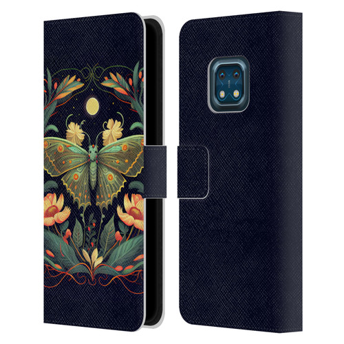 JK Stewart Graphics Lunar Moth Night Garden Leather Book Wallet Case Cover For Nokia XR20