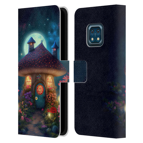 JK Stewart Graphics Mushroom House Leather Book Wallet Case Cover For Nokia XR20