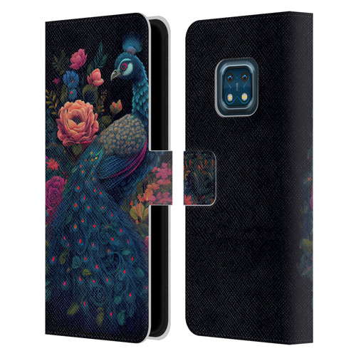 JK Stewart Graphics Peacock In Night Garden Leather Book Wallet Case Cover For Nokia XR20