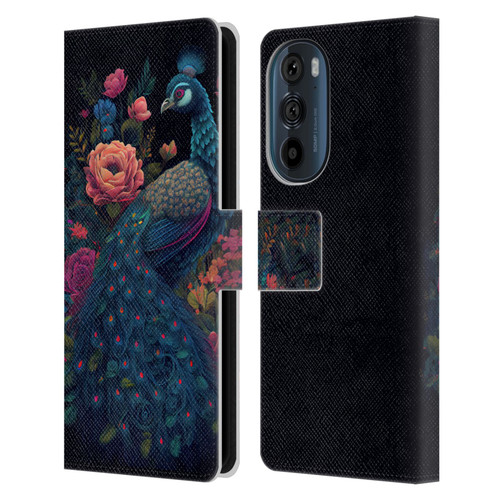 JK Stewart Graphics Peacock In Night Garden Leather Book Wallet Case Cover For Motorola Edge 30