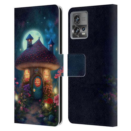 JK Stewart Graphics Mushroom House Leather Book Wallet Case Cover For Motorola Moto Edge 30 Fusion