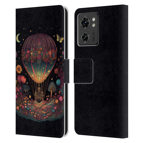 JK Stewart Graphics Hot Air Balloon Garden Leather Book Wallet Case Cover For Motorola Moto Edge 40