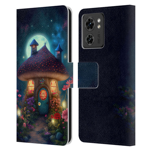 JK Stewart Graphics Mushroom House Leather Book Wallet Case Cover For Motorola Moto Edge 40