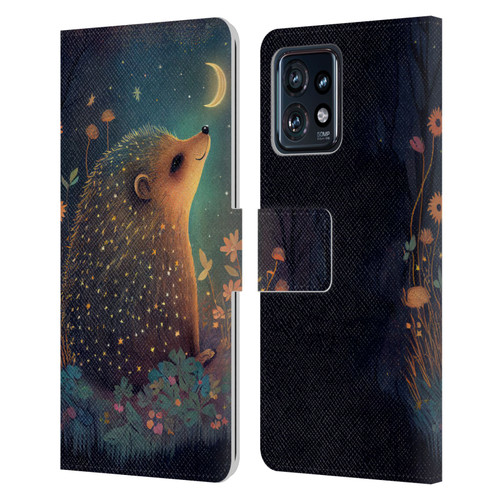 JK Stewart Graphics Hedgehog Looking Up At Stars Leather Book Wallet Case Cover For Motorola Moto Edge 40 Pro