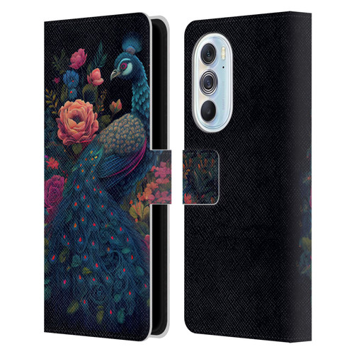 JK Stewart Graphics Peacock In Night Garden Leather Book Wallet Case Cover For Motorola Edge X30