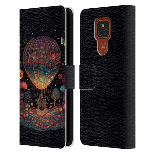 JK Stewart Graphics Hot Air Balloon Garden Leather Book Wallet Case Cover For Motorola Moto E7 Plus