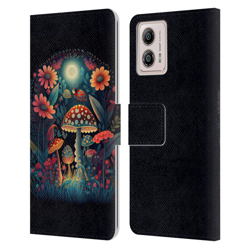 JK Stewart Graphics Ladybug On Mushroom Leather Book Wallet Case Cover For Motorola Moto G53 5G