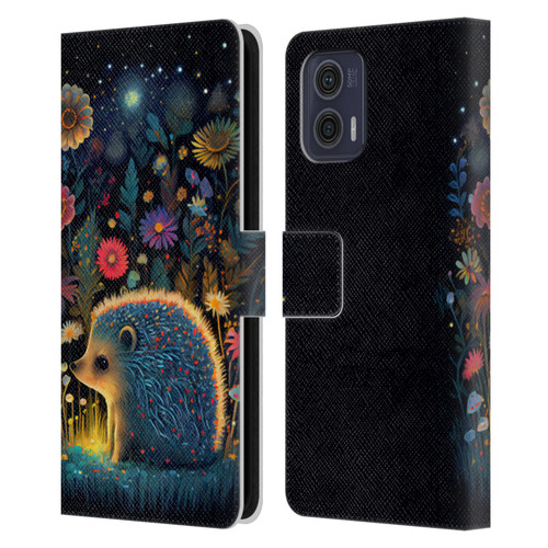 JK Stewart Graphics Little Hedgehog Leather Book Wallet Case Cover For Motorola Moto G73 5G