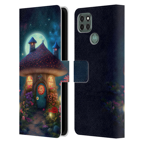 JK Stewart Graphics Mushroom House Leather Book Wallet Case Cover For Motorola Moto G9 Power