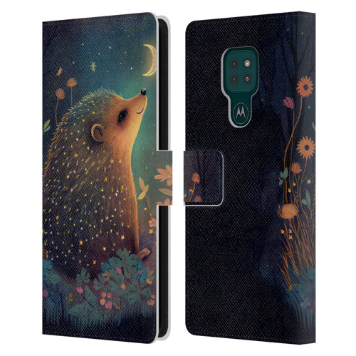 JK Stewart Graphics Hedgehog Looking Up At Stars Leather Book Wallet Case Cover For Motorola Moto G9 Play