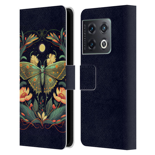 JK Stewart Graphics Lunar Moth Night Garden Leather Book Wallet Case Cover For OnePlus 10 Pro