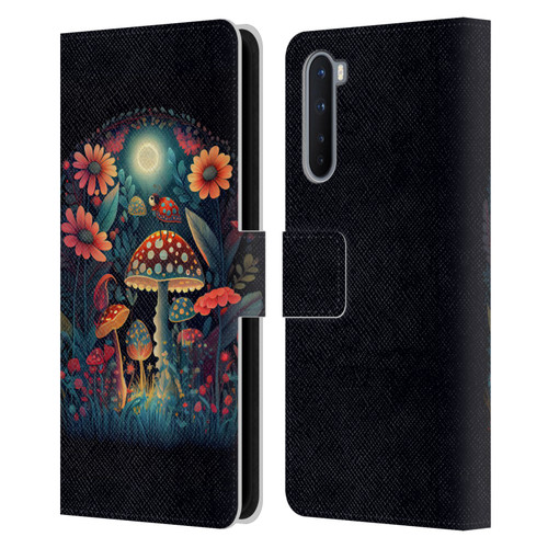 JK Stewart Graphics Ladybug On Mushroom Leather Book Wallet Case Cover For OnePlus Nord 5G