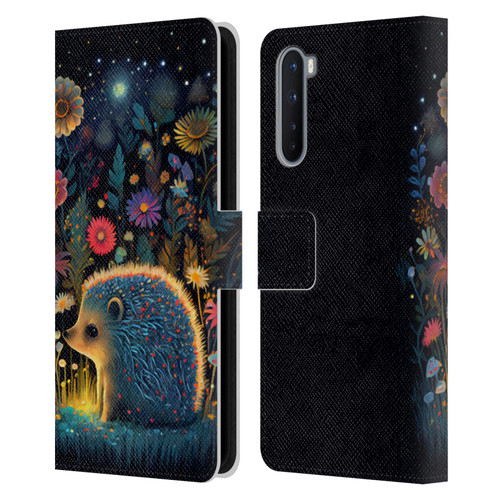 JK Stewart Graphics Little Hedgehog Leather Book Wallet Case Cover For OnePlus Nord 5G