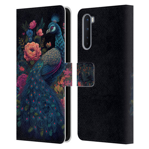 JK Stewart Graphics Peacock In Night Garden Leather Book Wallet Case Cover For OnePlus Nord 5G