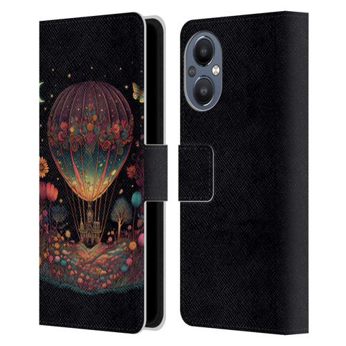 JK Stewart Graphics Hot Air Balloon Garden Leather Book Wallet Case Cover For OnePlus Nord N20 5G