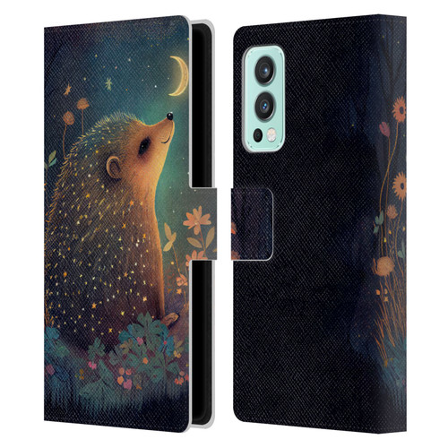 JK Stewart Graphics Hedgehog Looking Up At Stars Leather Book Wallet Case Cover For OnePlus Nord 2 5G